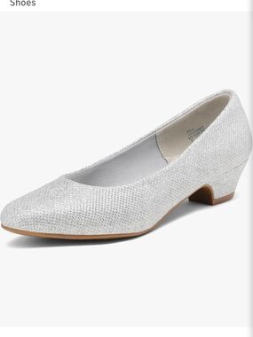 Comfort Silver Low Block Heel Pump for Women